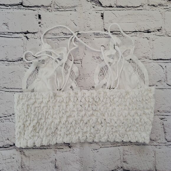 Free People Adella Crochet White Lace Bralette Size X-Small XS - Picture 3 of 3